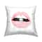 Stupell Industries Shine On Motivational Phrase Pink Lips Diamond Bite Throw Pillow 18" x 18"